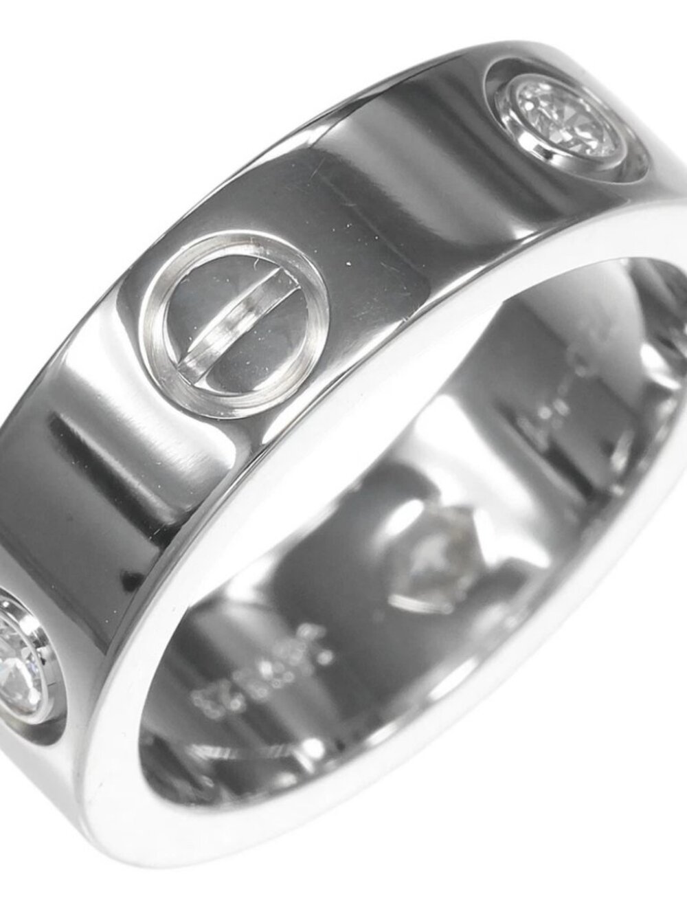 CARTIER love Ring K18 white gold/3P Diamond #5.8(US Size) 8.82g Women
